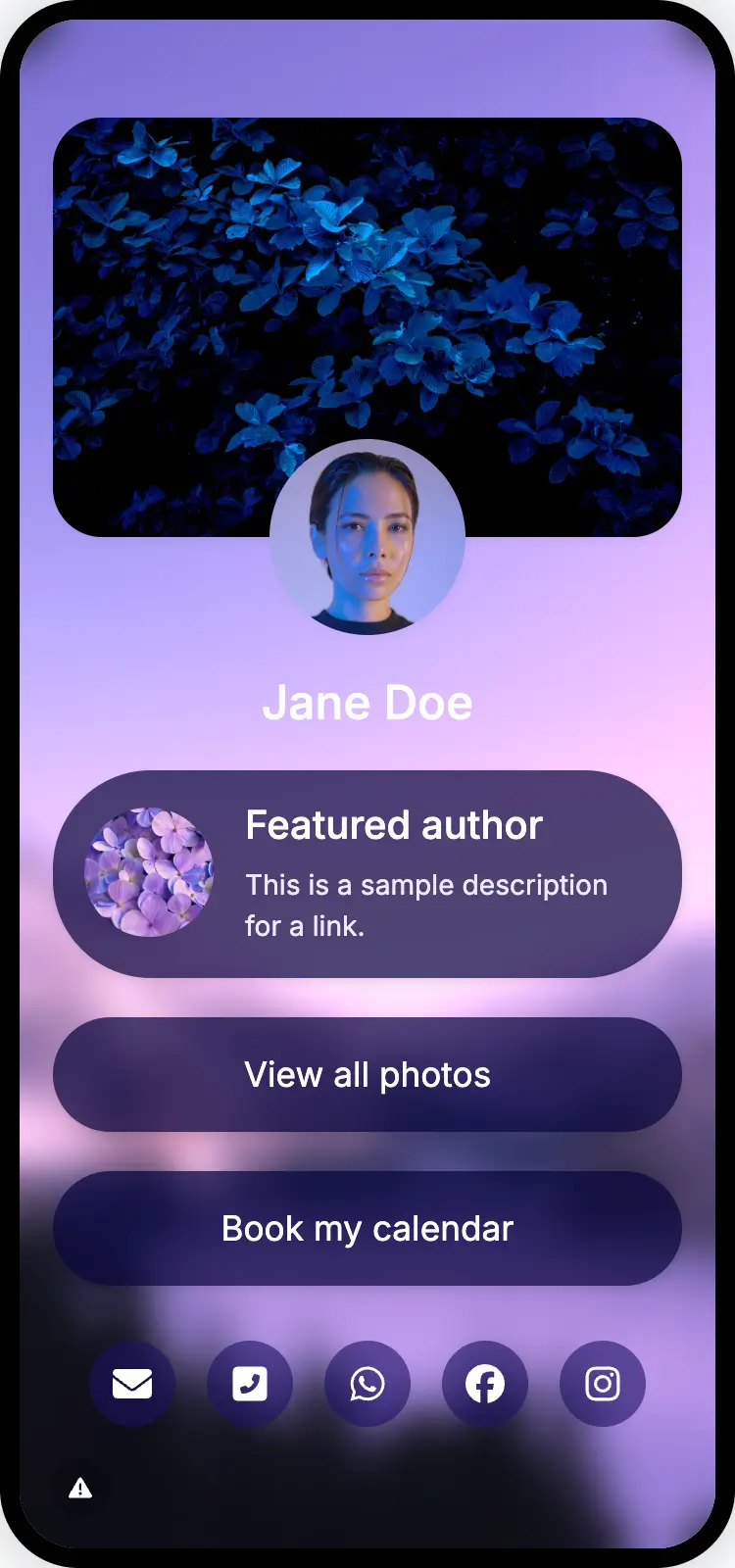 Screenshot of biolink page examples